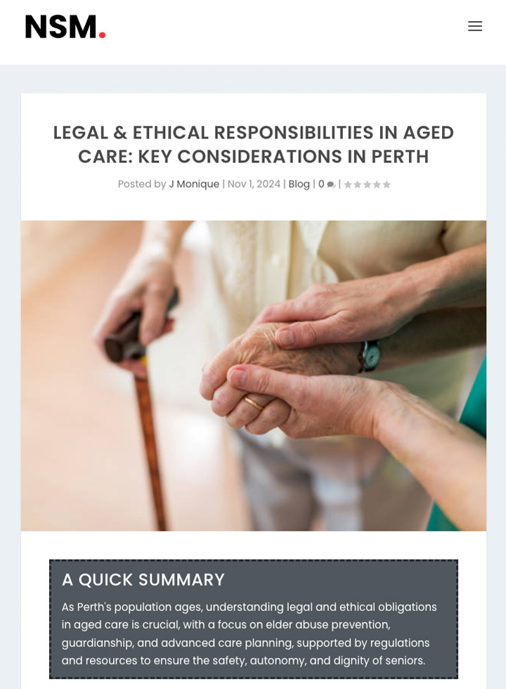 Legal and Ethical Repsonsibilities in Aged Care
