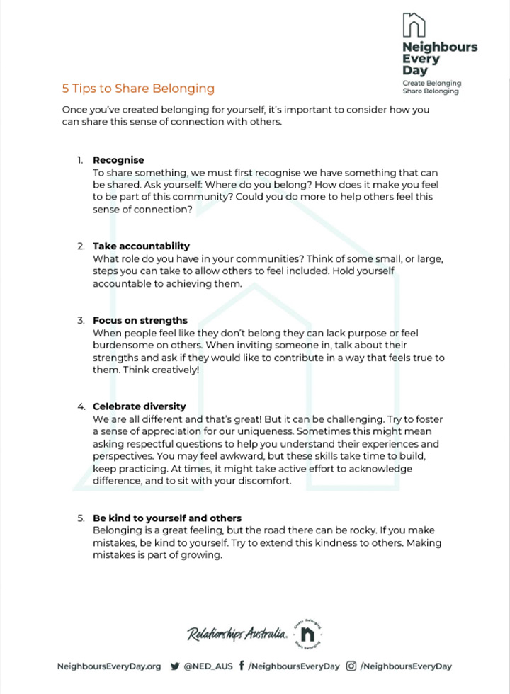 5 Tips to Share Belonging