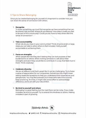 5 Tips to Share Belonging