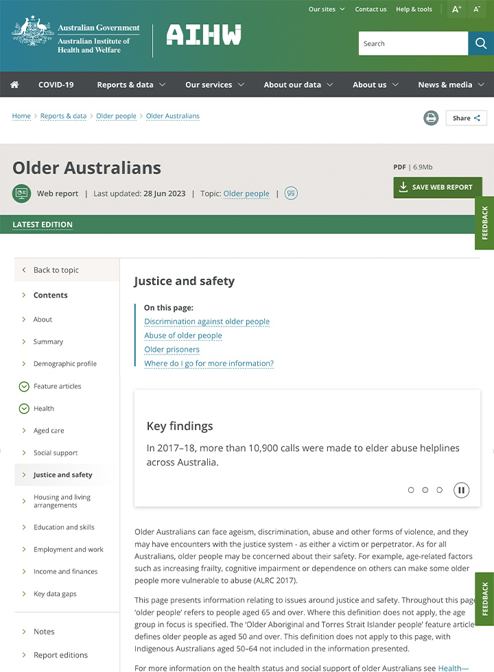 Older Australians Justice and Safety