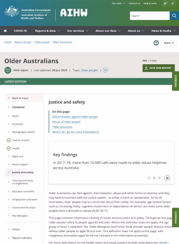 Older Australians Justice and Safety