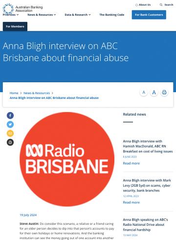 Anna Bligh interview about financial abuse