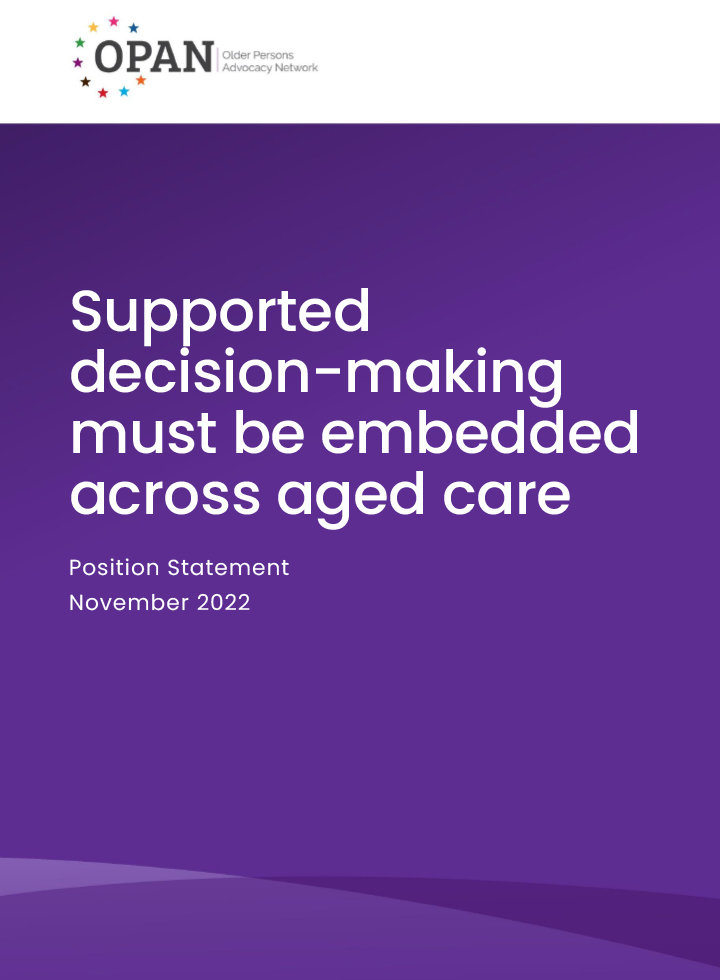 Supported decision making position statement