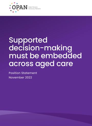 Supported decision making position statement