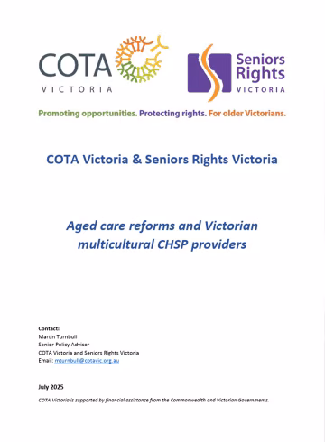 Aged care reforms and Victorian multicultural CHSP providers