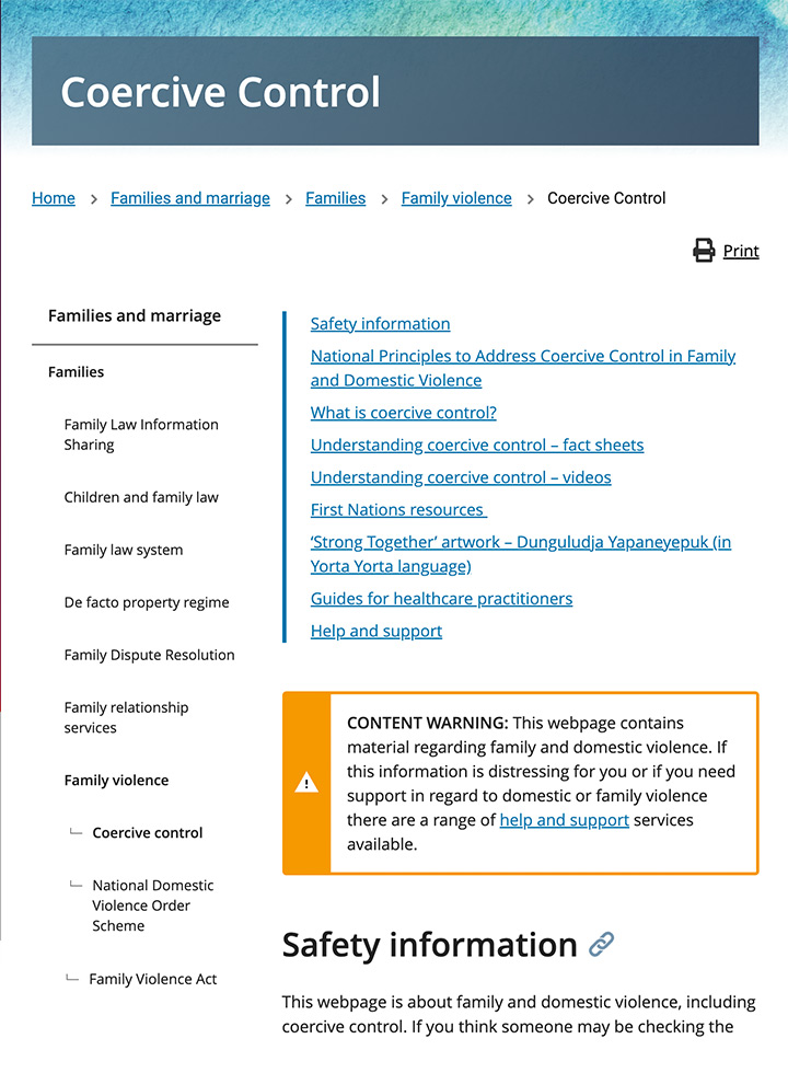 Coercive Control webpage