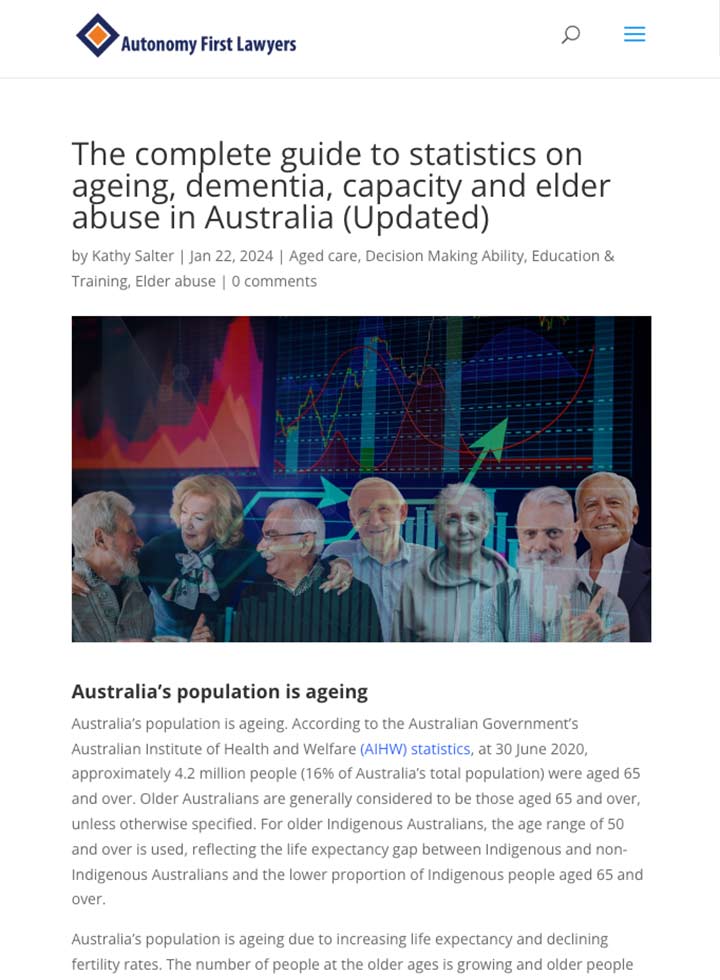 The complete guide to statistics on ageing, dementia, capacity, and elder abuse in Australia (Updated)