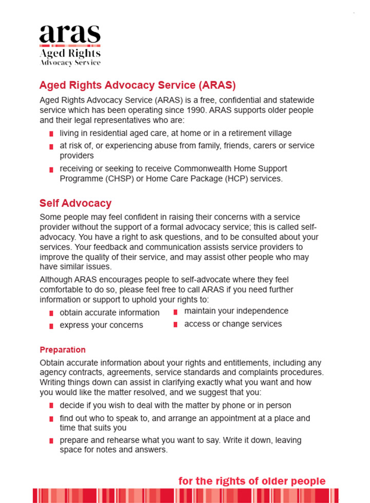 Self advocacy fact sheet