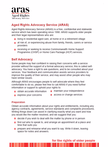 Self advocacy fact sheet