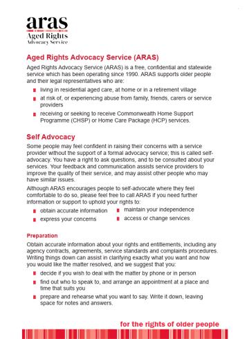 Self advocacy fact sheet