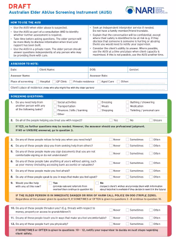Elder Abuse Screening Instrument