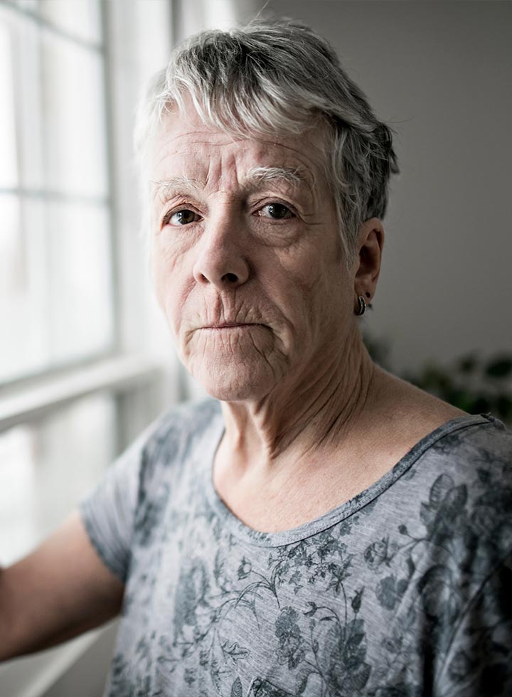 Photo of unimpressed woman looking at us