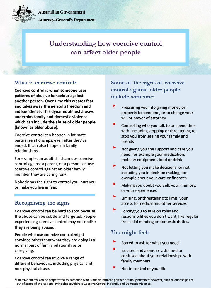 Understanding how coercive control can affect older people
