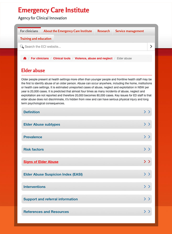 Elder abuse identification tool: for emergency department professionals