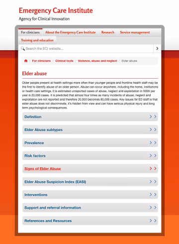 Elder abuse identification tool: for emergency department professionals