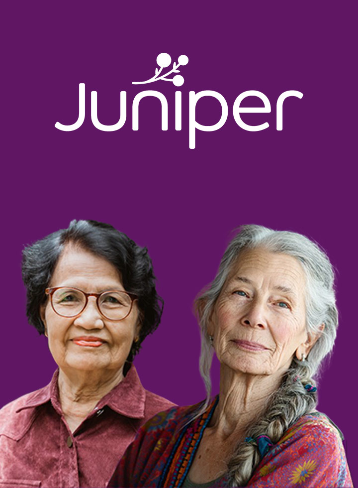 Photo of two women below a Juniper logo