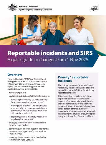 Reportable incidents and SIRS