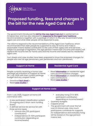 Funding, fees, and charges factsheet