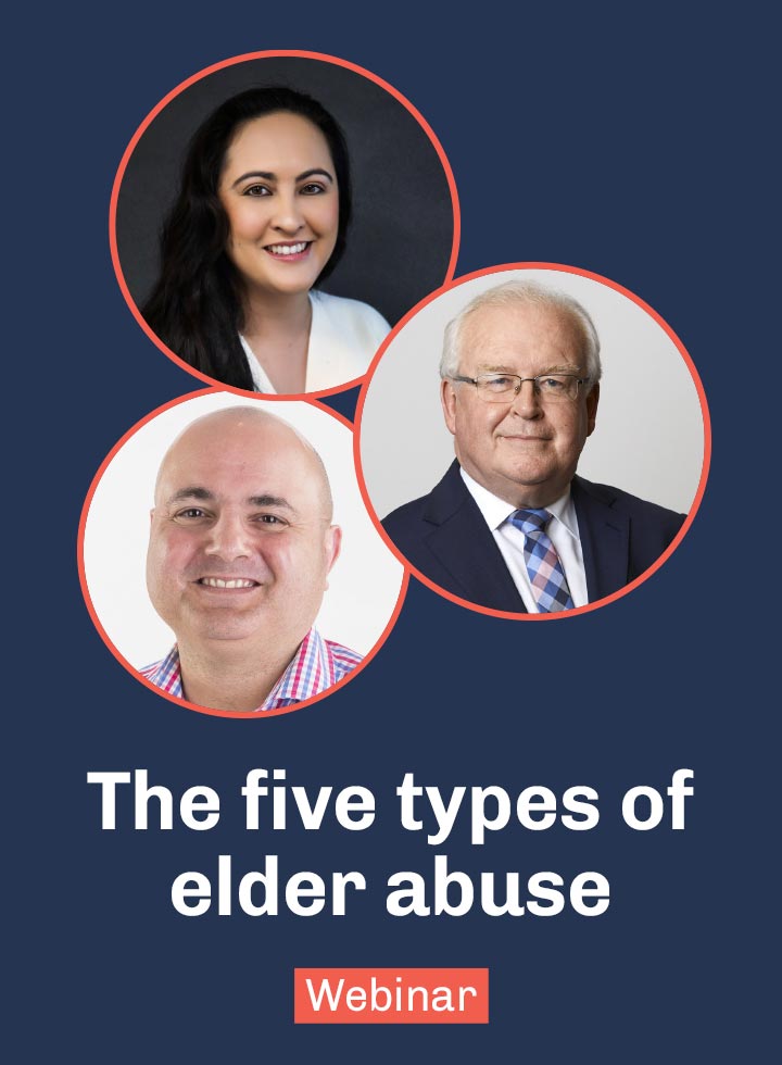 Graphic for the 5 types of elder abuse webinar
