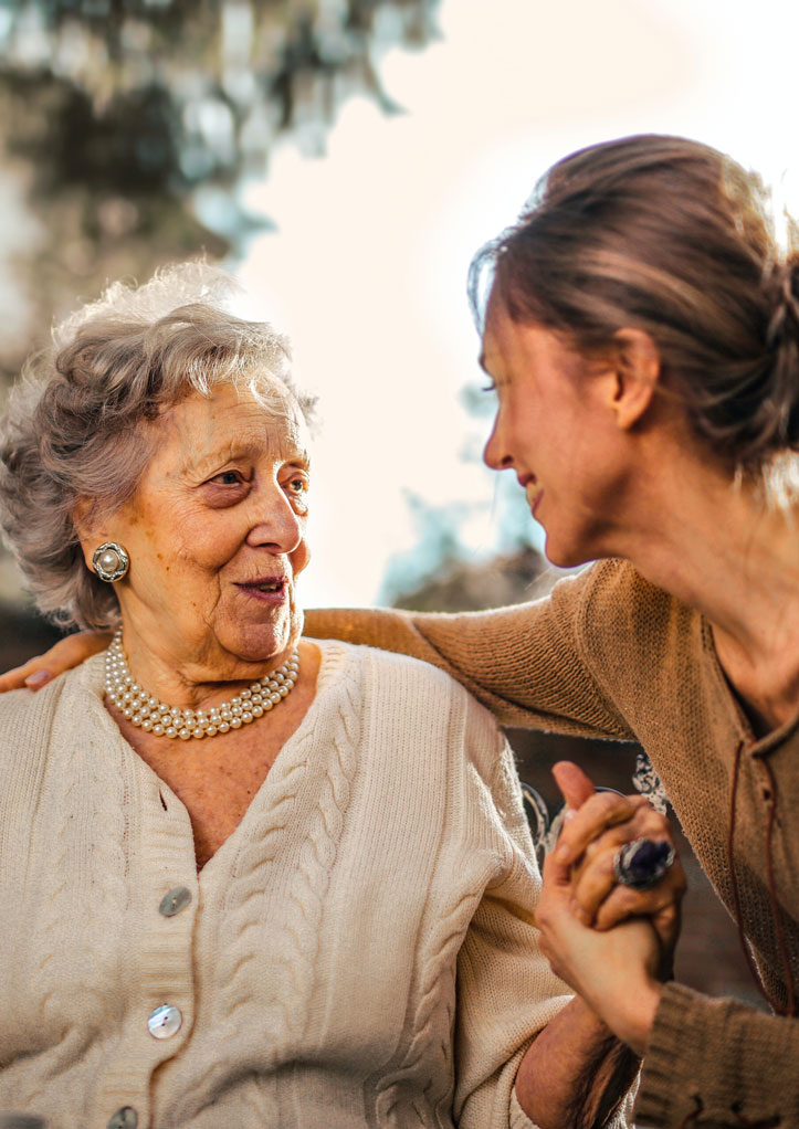 Senior woman and adult daughter