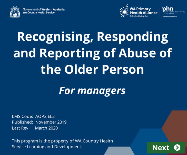 Training eModule about Elder Abuse for Managers 