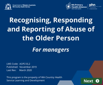 Training eModule about Elder Abuse for Managers 