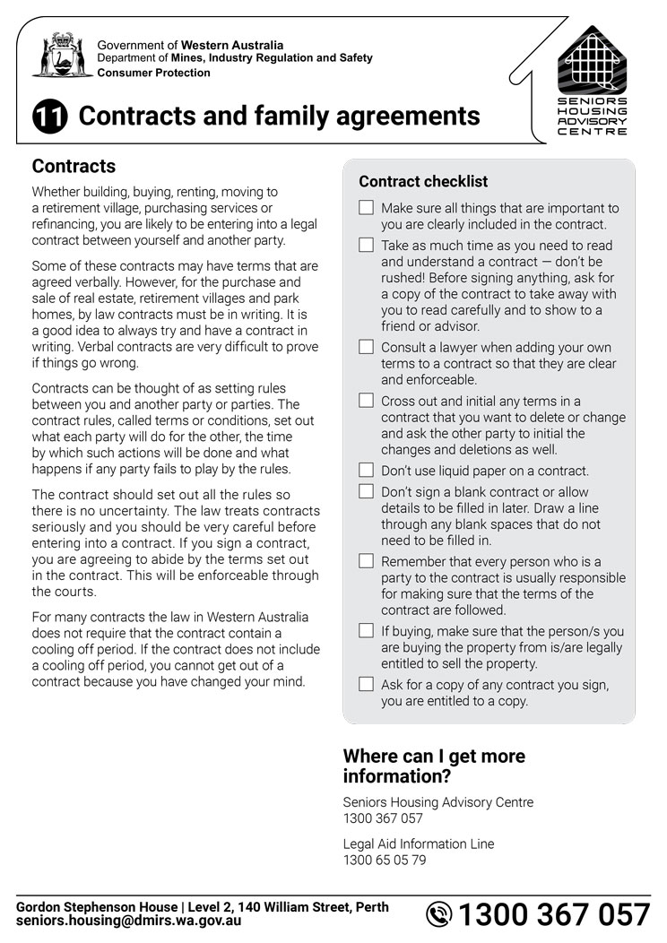 Contracts and family agreements cover