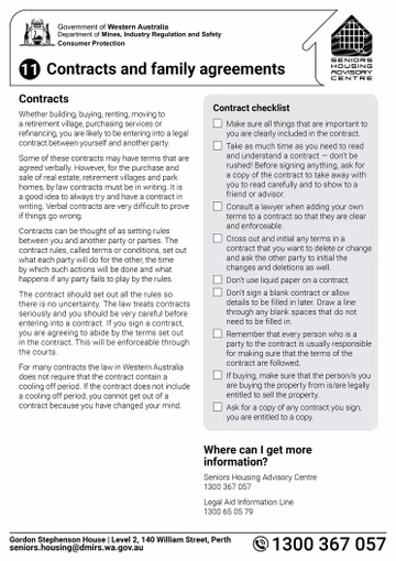 Contracts and family agreements cover