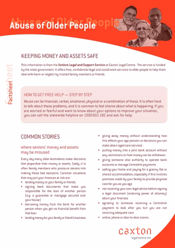 Abuse of Older People: Keeping money and assets safe Cover