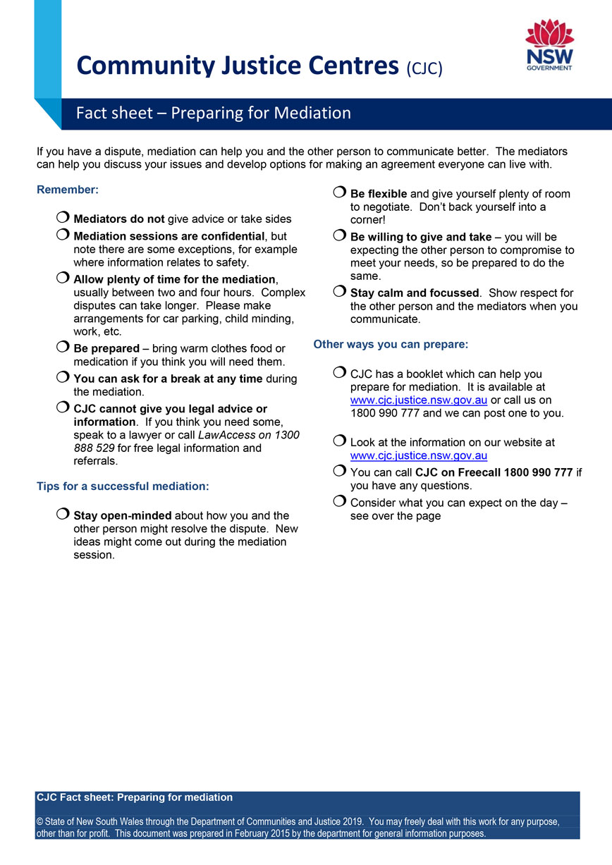 Preparing for Mediation Factsheet 