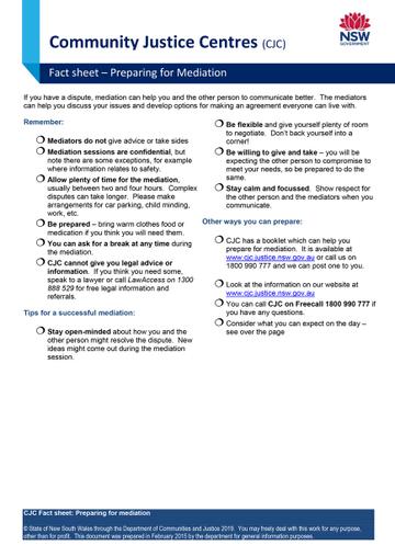 Preparing for Mediation Factsheet 
