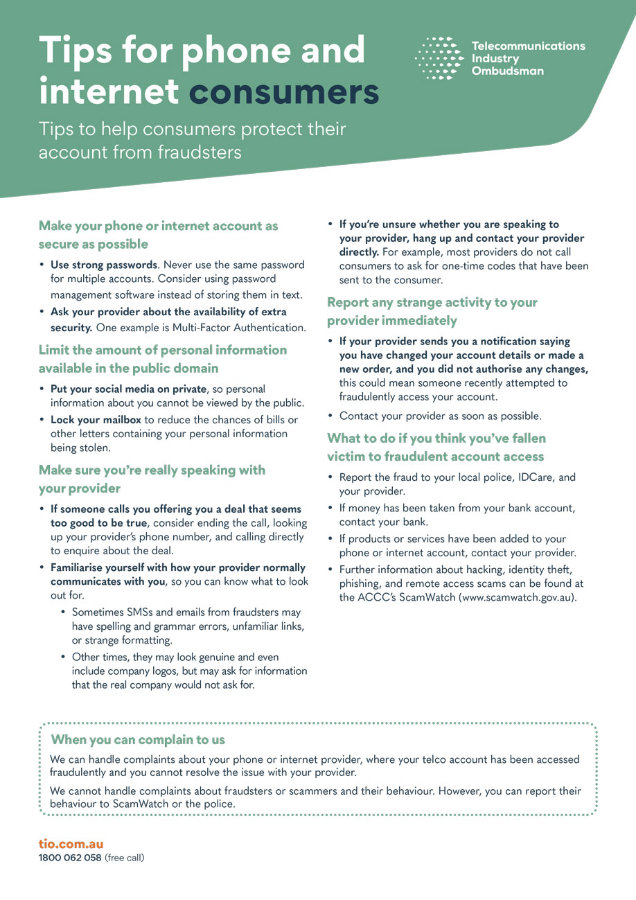 Tips for phone and internet consumers cover