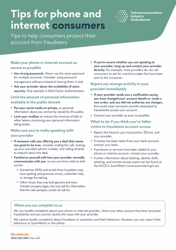 Tips for phone and internet consumers cover