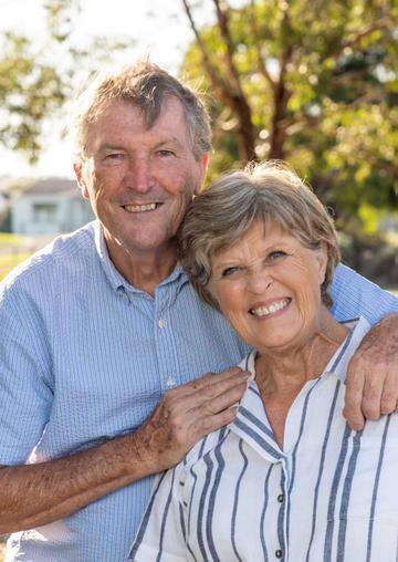 Couple smiling