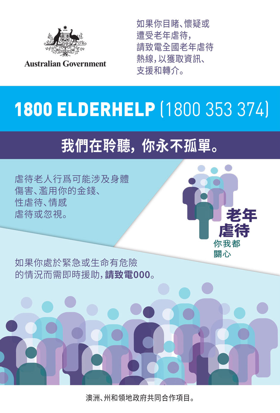 1800 ELDERHELP Traditional Chinese Poster