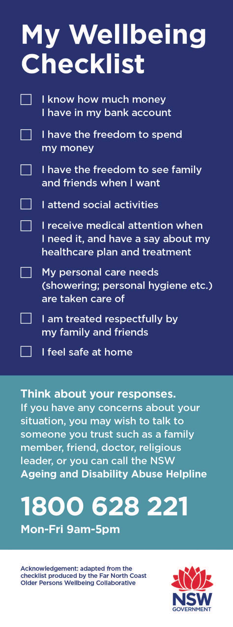 My Wellbeing Checklis