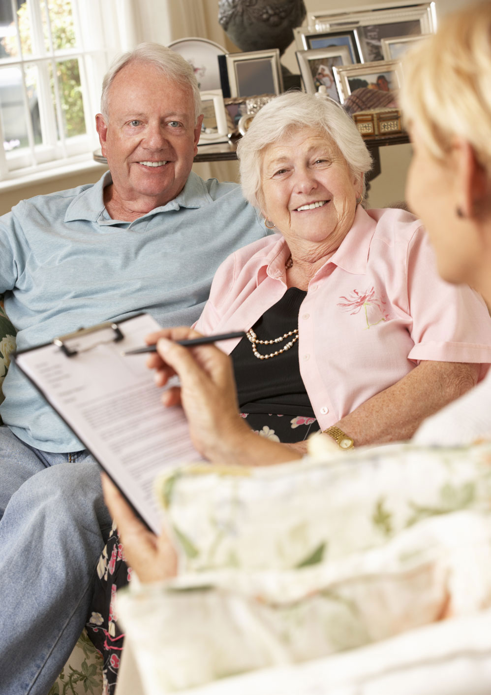 Senior couple sitting on the couch