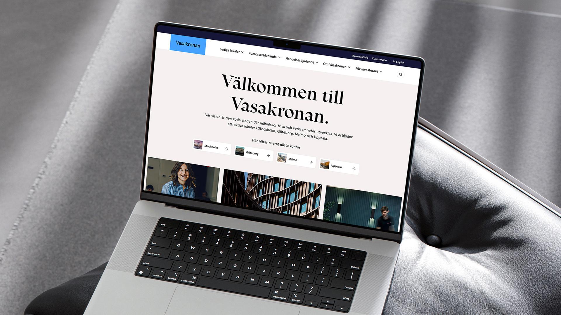 Laptop with website of Vasakronan