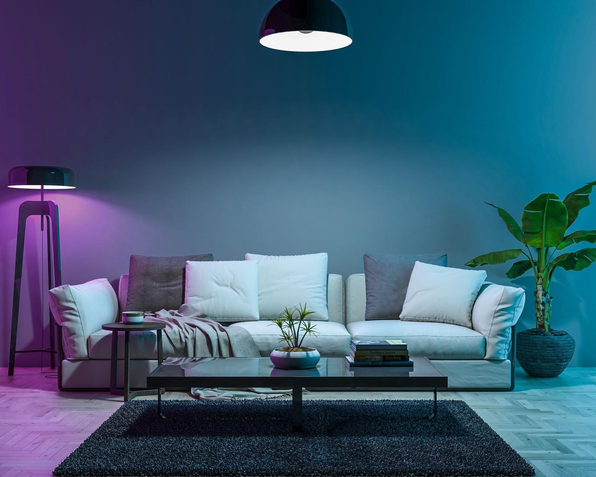 room with ambient lighting