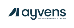 Logo of "ayvens" with a stylized "A" in blue, followed by lowercase letters in dark gray.