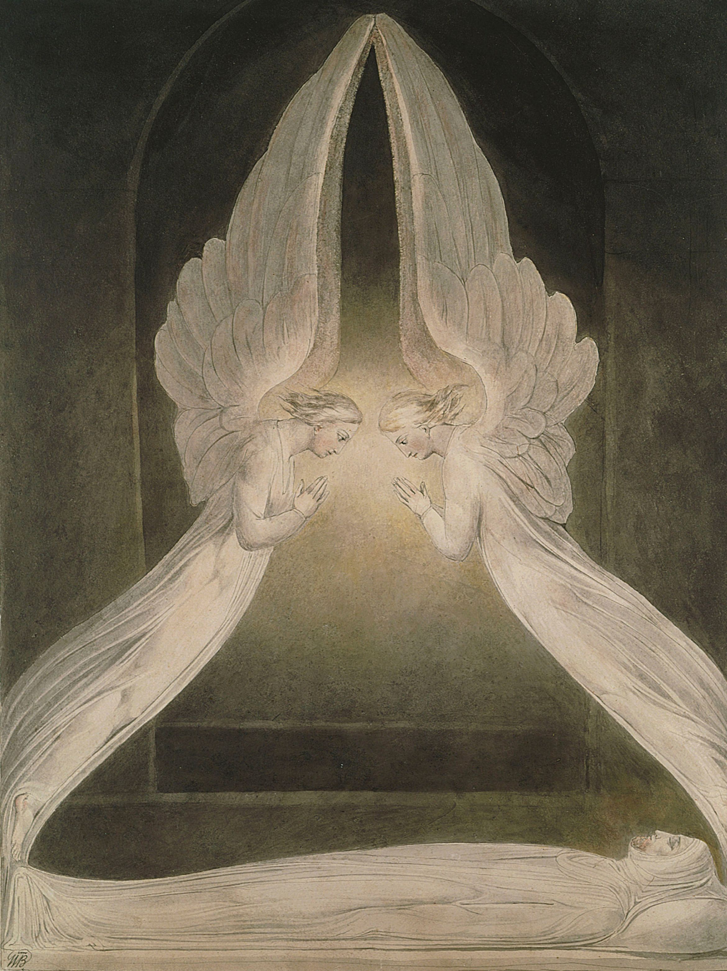 'The Angels hovering over the body of Christ in the Sepulchre' by William Blake