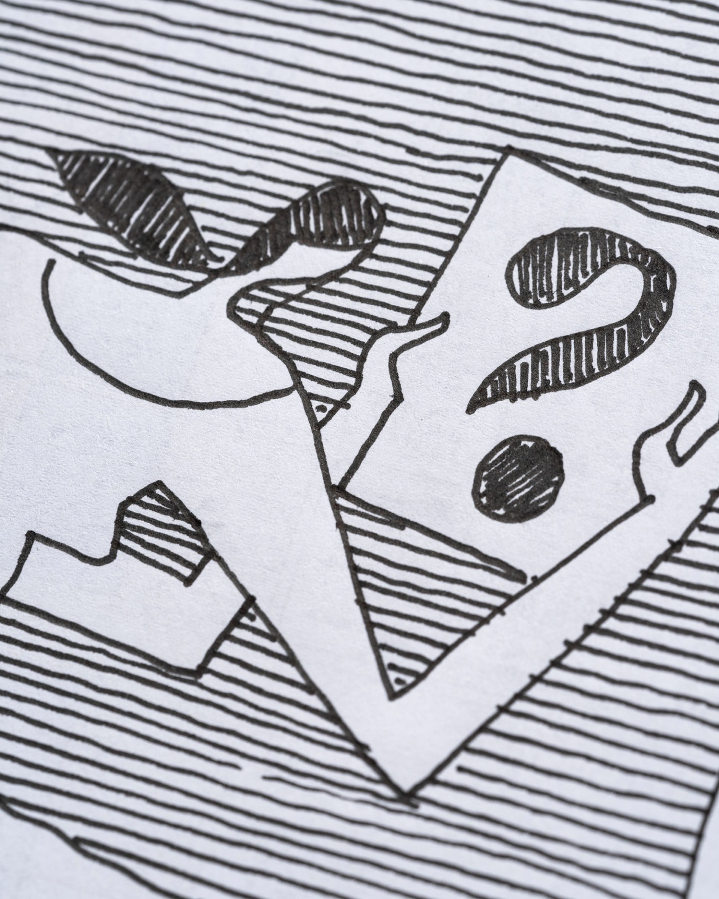 A close up from Piet Parra's drawing on Yahtzee paper