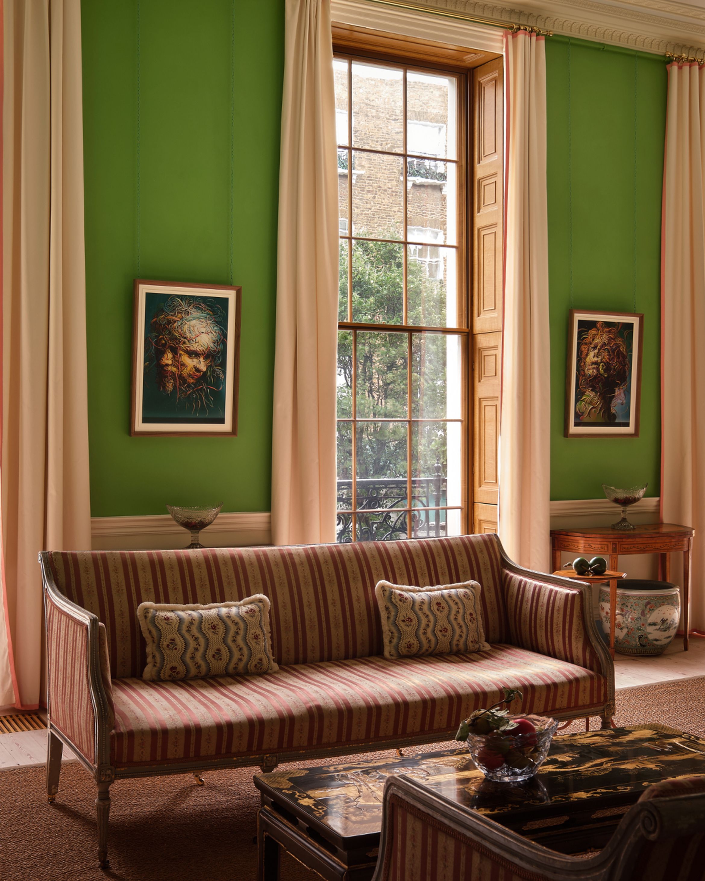 Glenn Brown's two new limited editions hung in the artist's home