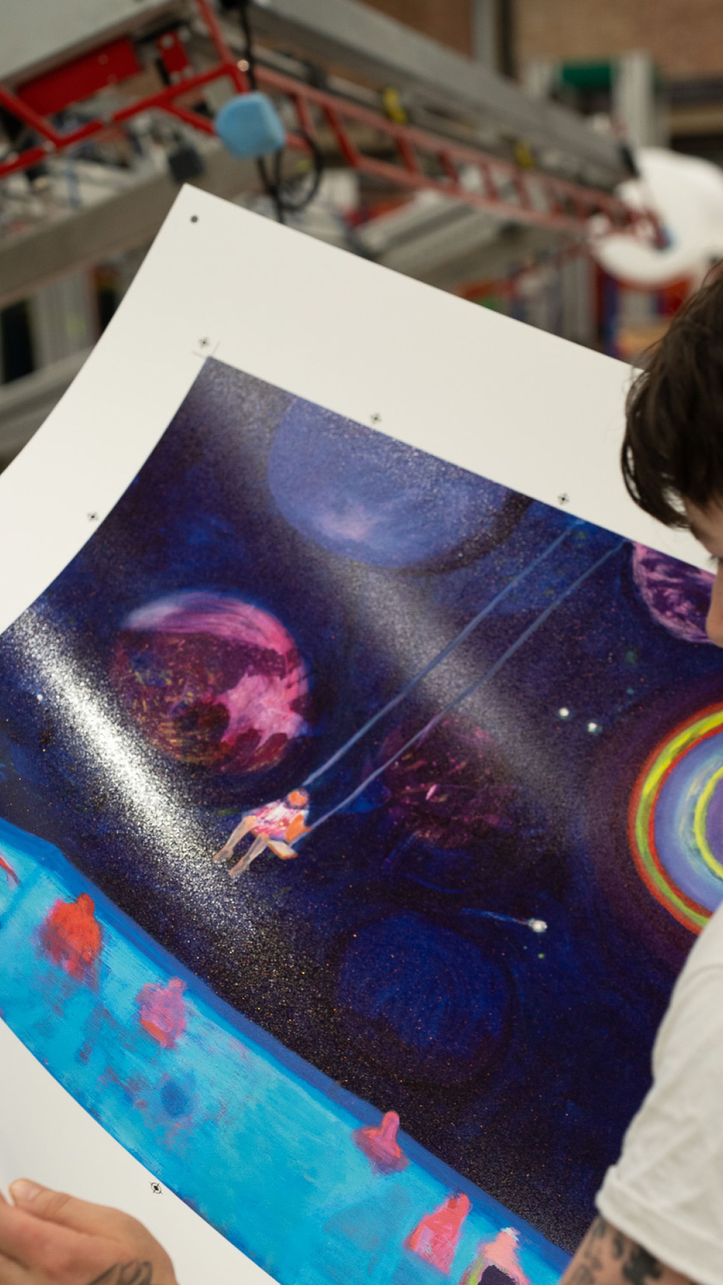 BTS of Katherine Bradford print production