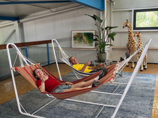 A giraffe in a warehouse A giraffe in a warehouse