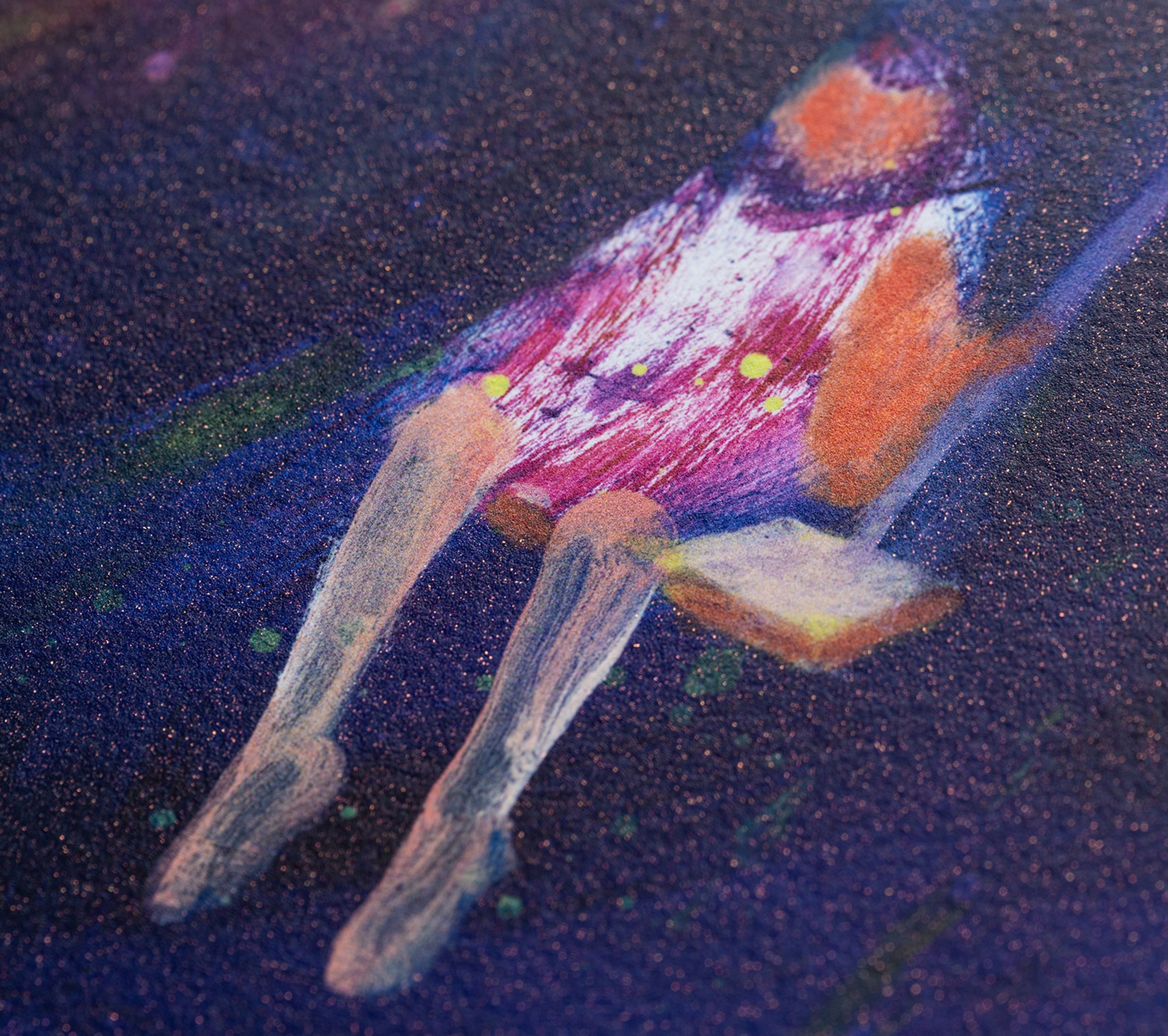 A close up detail of 'Swim Over Pool', a new limited edition print by Katherine Bradford