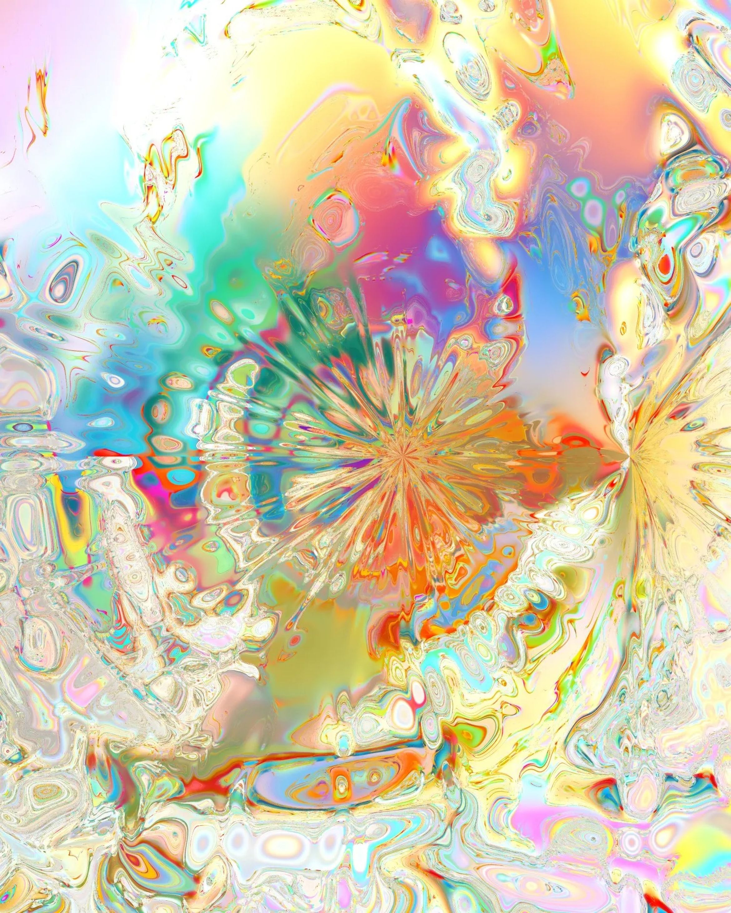 Artwork by Zach Lieberman of fluid art, characterised by vibrant colours and a liquid appearance.