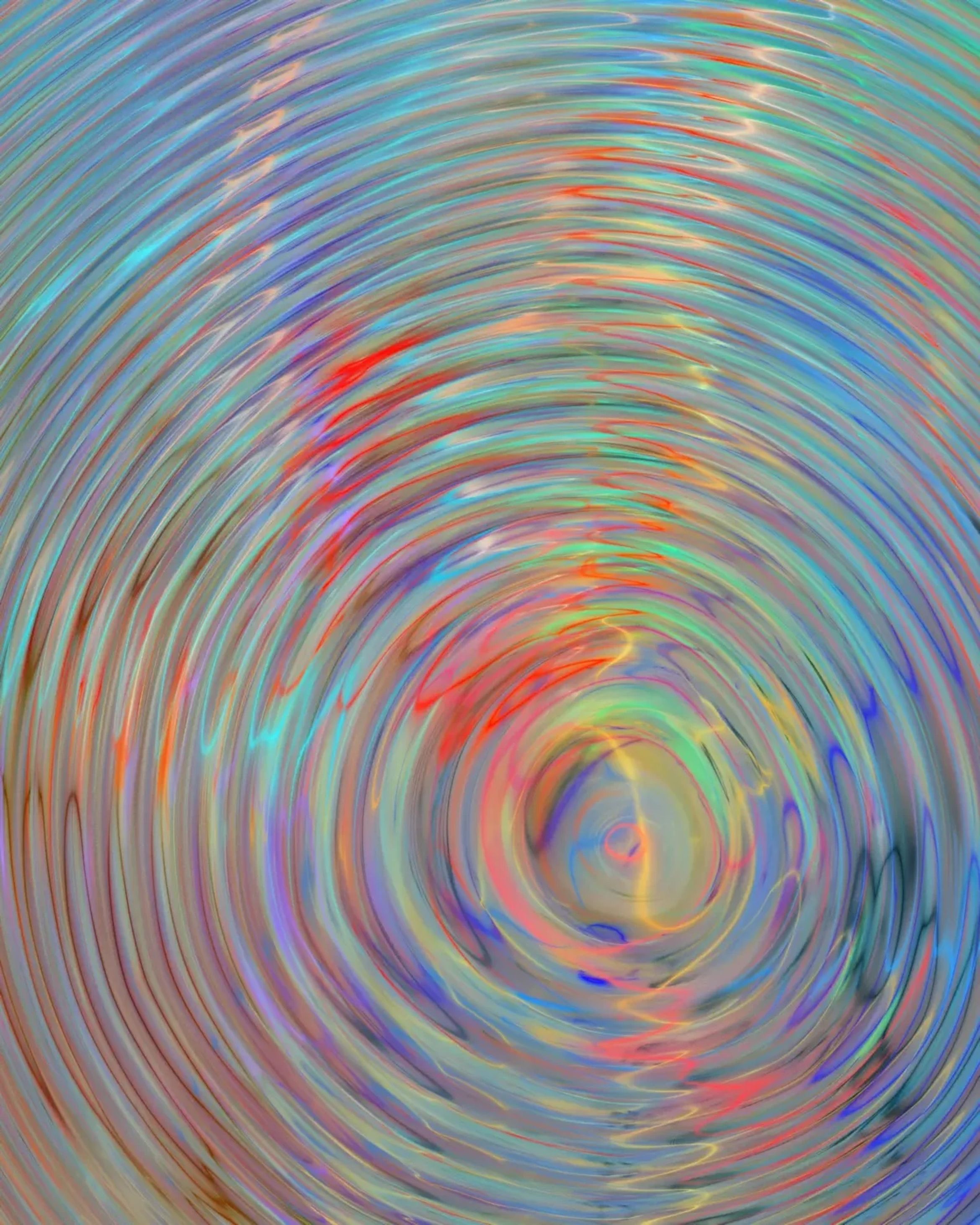 Artwork by Zach Lieberman entitled Ripple Study #5 2024, emulating water ripples in multiple colours