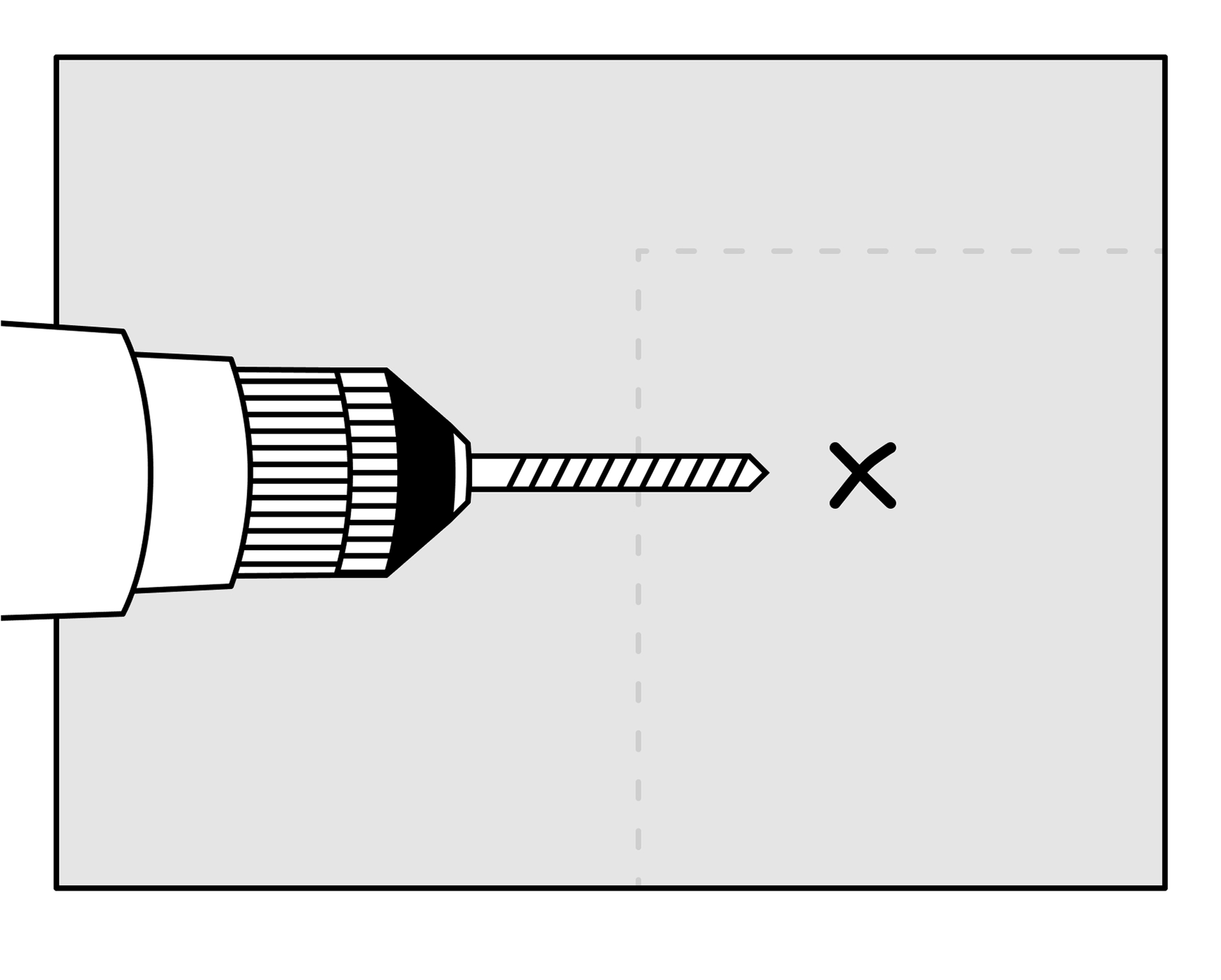 An illustration showing a drill hole