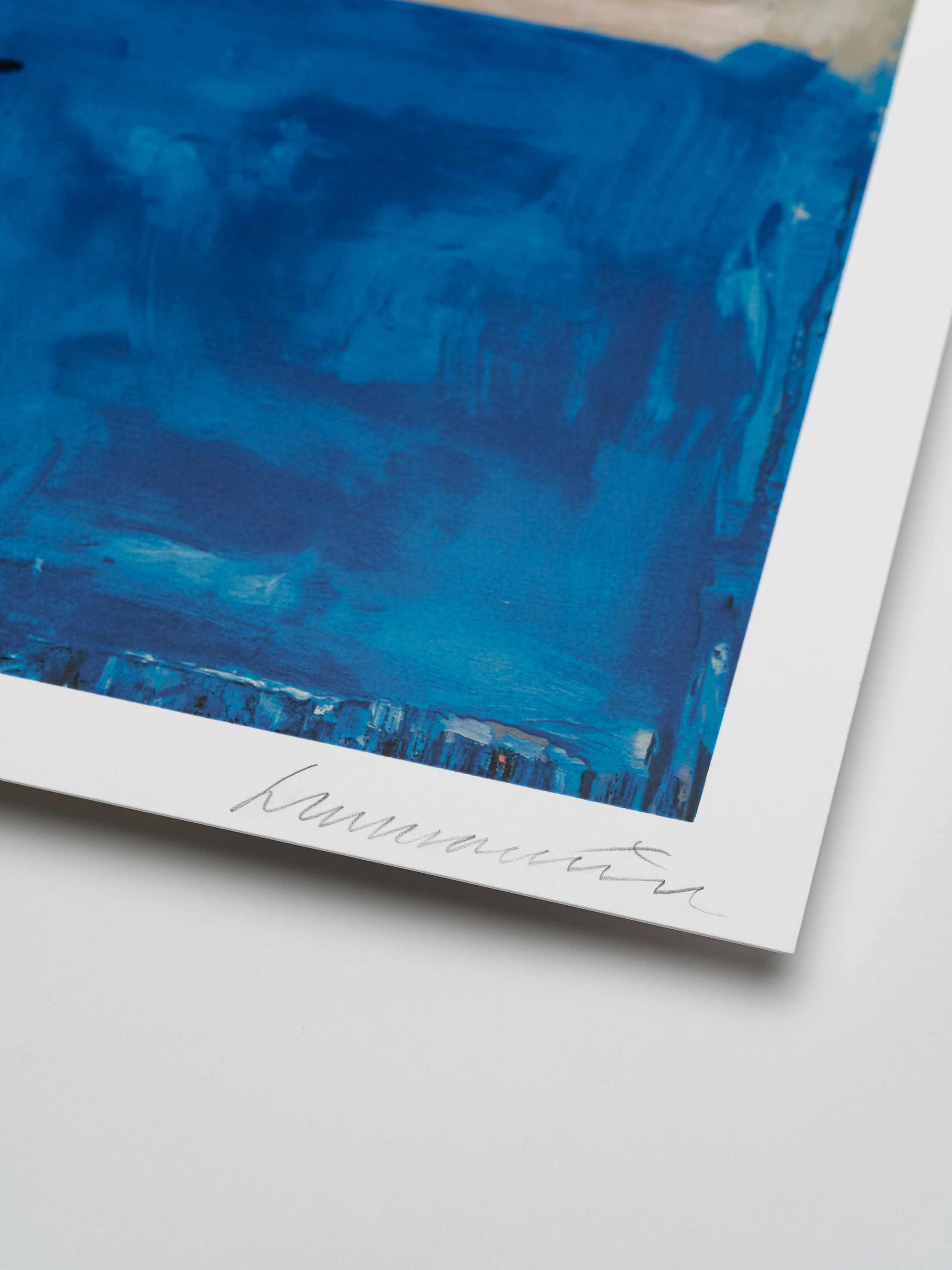 Signature detail of a silkscreen print by Harland Miller.